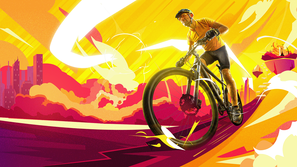 art basketball bycicle digital illustration ILLUSTRATION  retouch sport sports Sports Design typography  