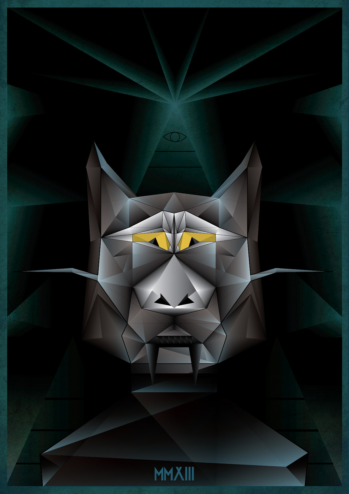 vector Cat polygon pyramid poster predator sphinx piramide eye triangle Low Poly