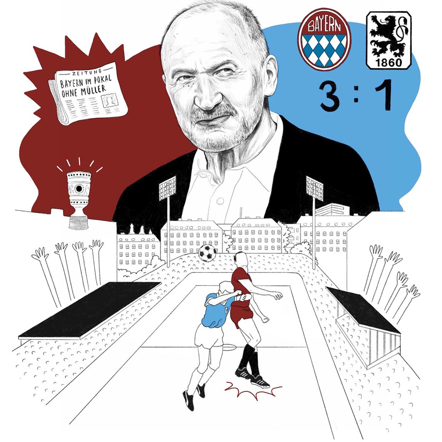 portrait Digital Drawing football FC Bayern München sport game collage editorial ILLUSTRATION 