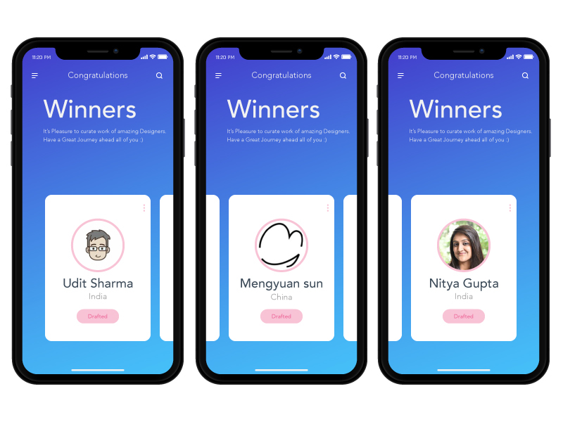 dribbble invite giveaway results announcement iPhone x Mockup UI ux page swipe