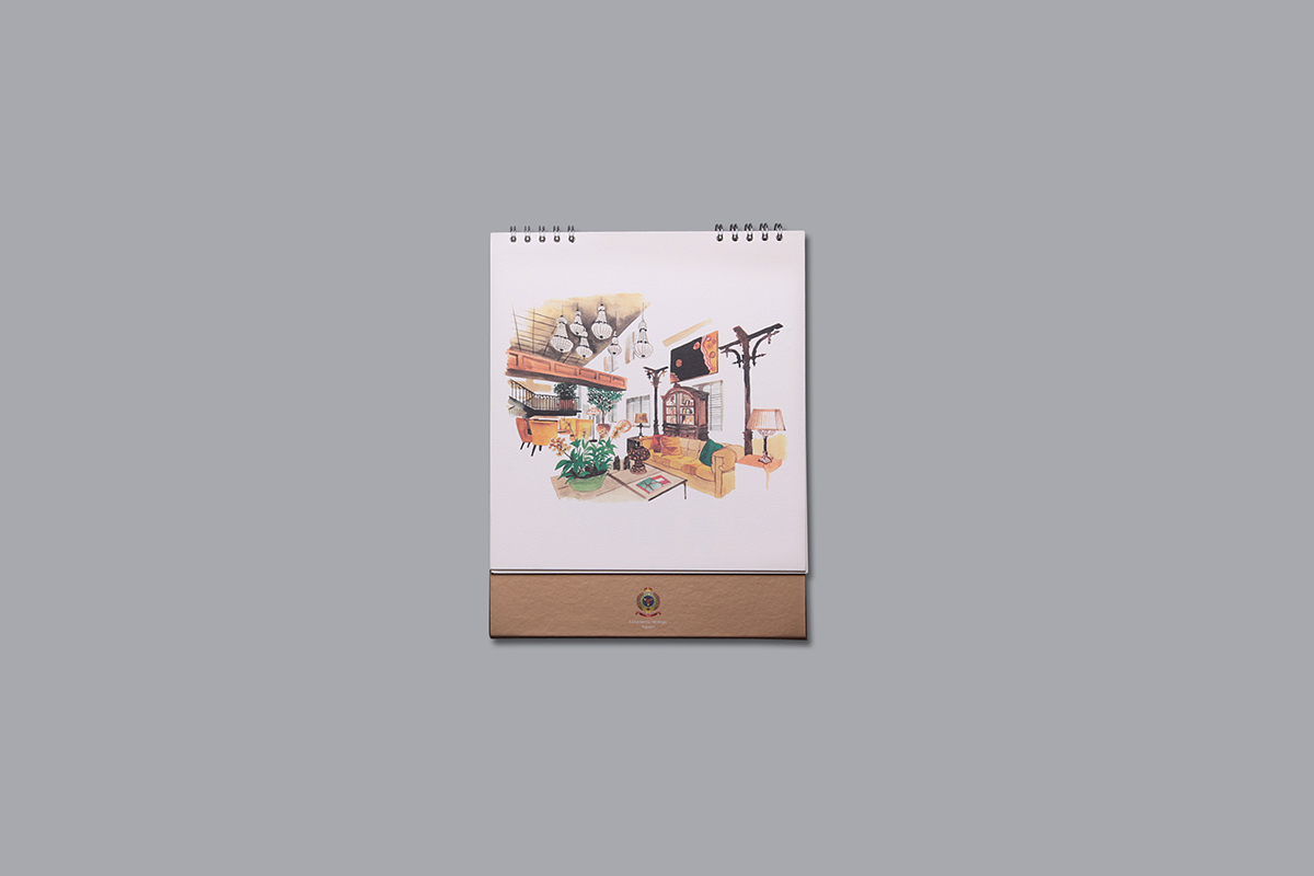 calendar jakarta graphic watercolor Sampoerna building studio art color design elegant premium creative paper