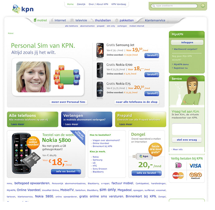 KPN telecommunications Website ux UI Interface dutch banner