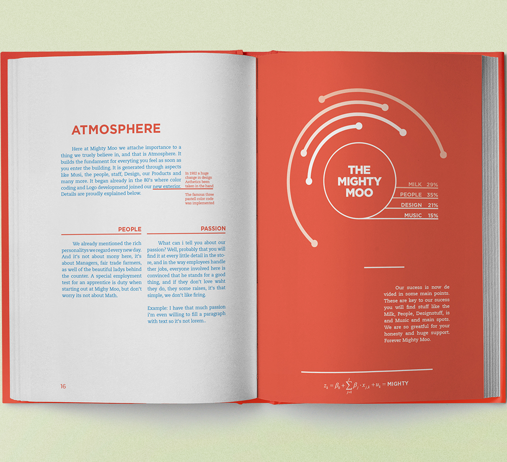 mighty moo book brochure design concept editorial typo Booklet