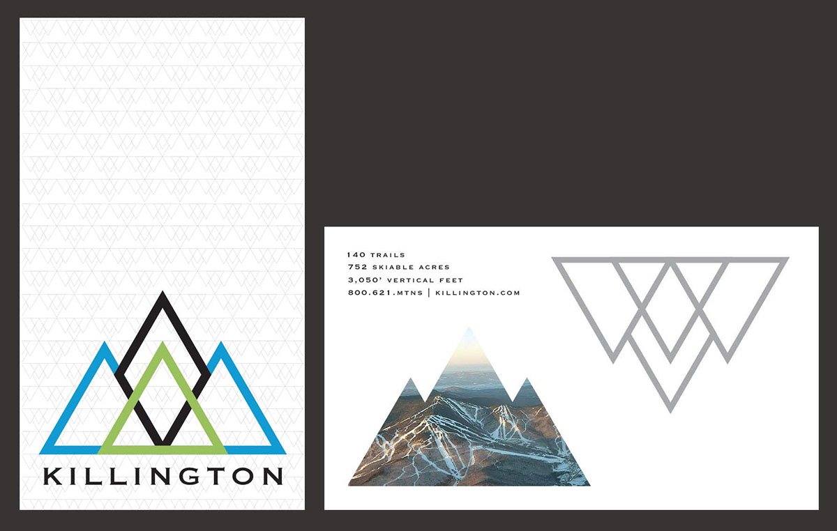 postcard skiing ski mountain Killington ski logo Winter sports rebrading Logo Design sport logo skiing logo brand identity