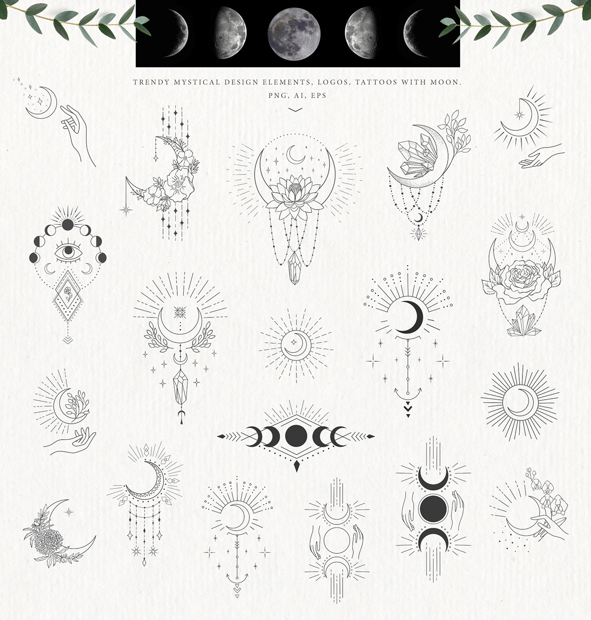 Mystical Moon – Hand Drawn Floral Logo By: Designwork on Behance