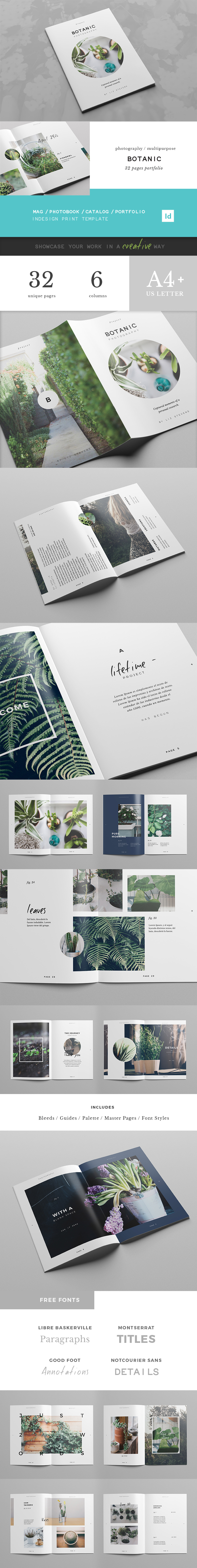 template portfolio Booklet clean minimal White a4 letter magazine photo book Mockup personal green catalog indie