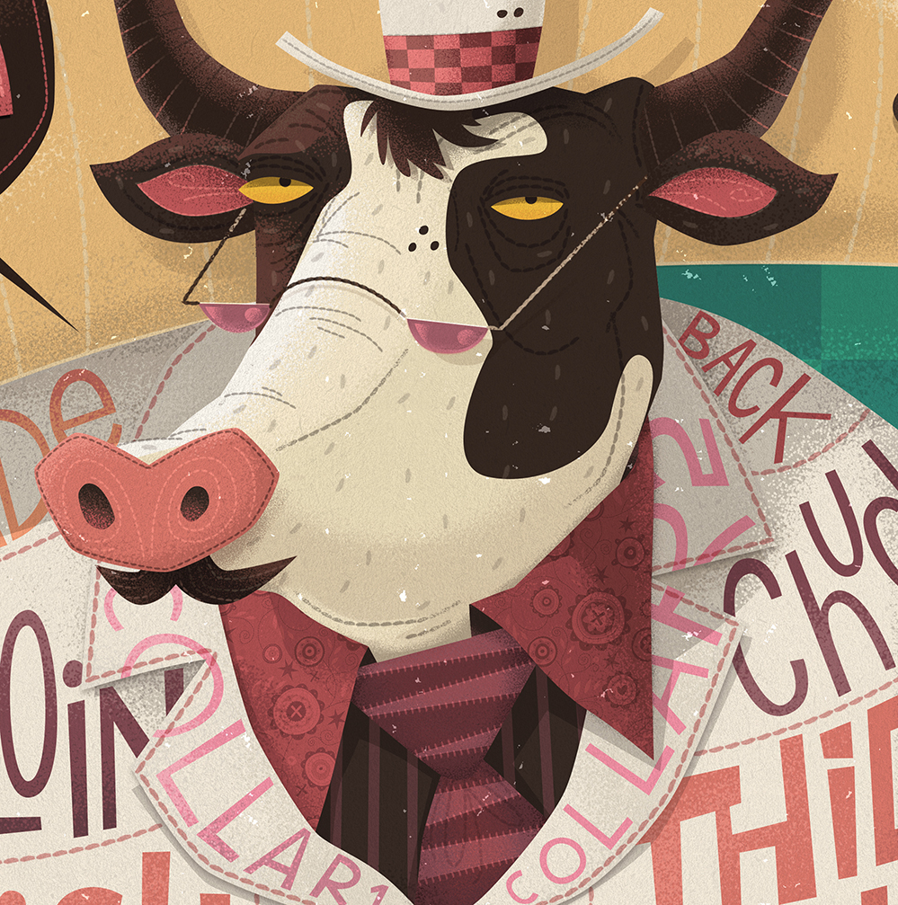 Fun meat butcher cow illustrated whimsical Show Exhibition 