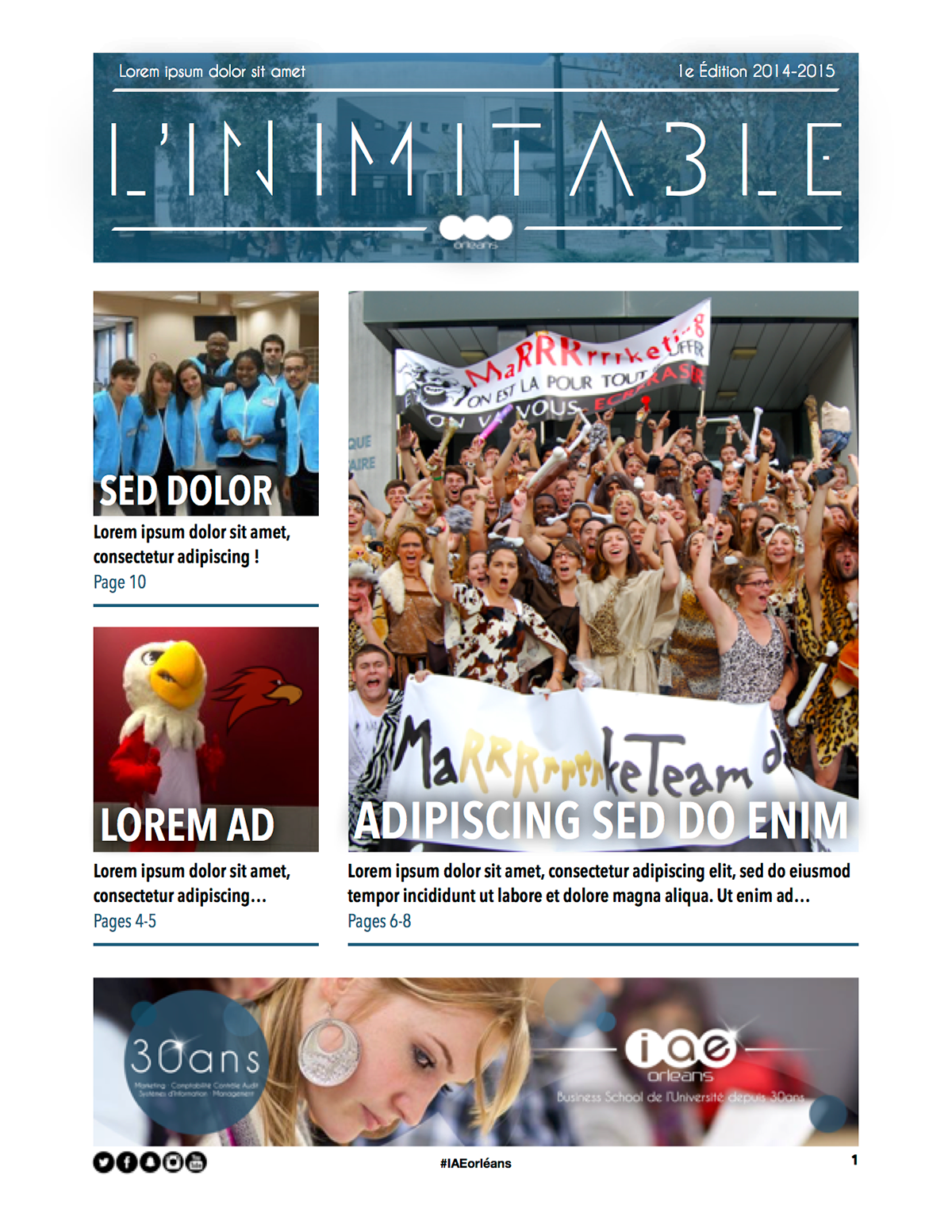 journal newspaper identity brand IAE Orléans orleans france design Minimalism news college student product print modern