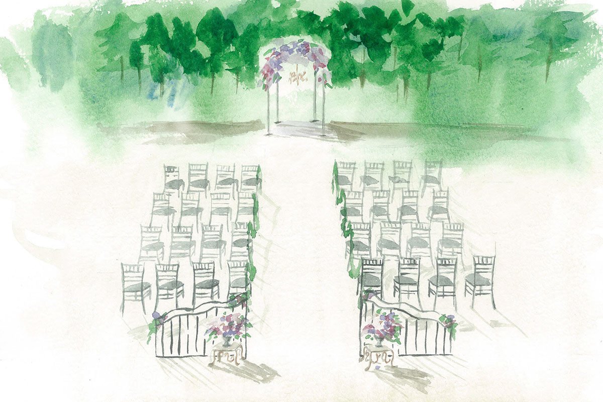 watercolor wedding ceremony