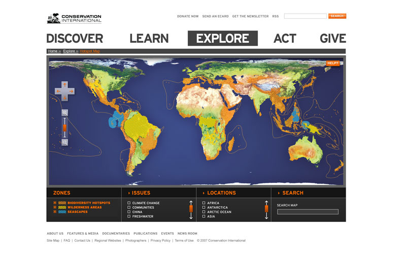 Flash map interactive microsite carbon environmental pro bono
