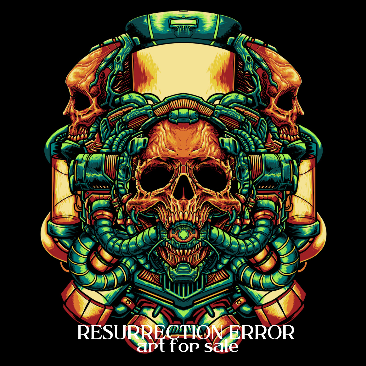 skull machine engine tube death metal dark art ILLUSTRATION  T-Shirt Design apparel graphic design 