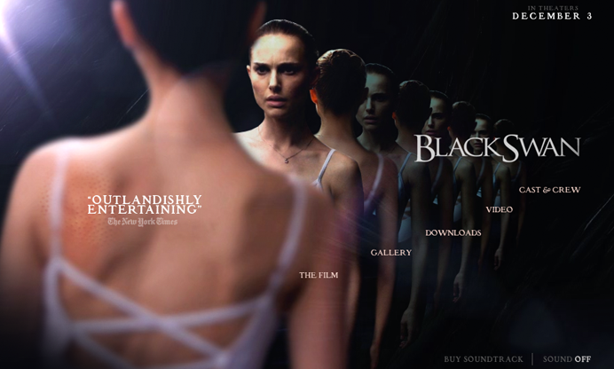 black swan Viral Campaign Flash Action Script video movie transitions interactive