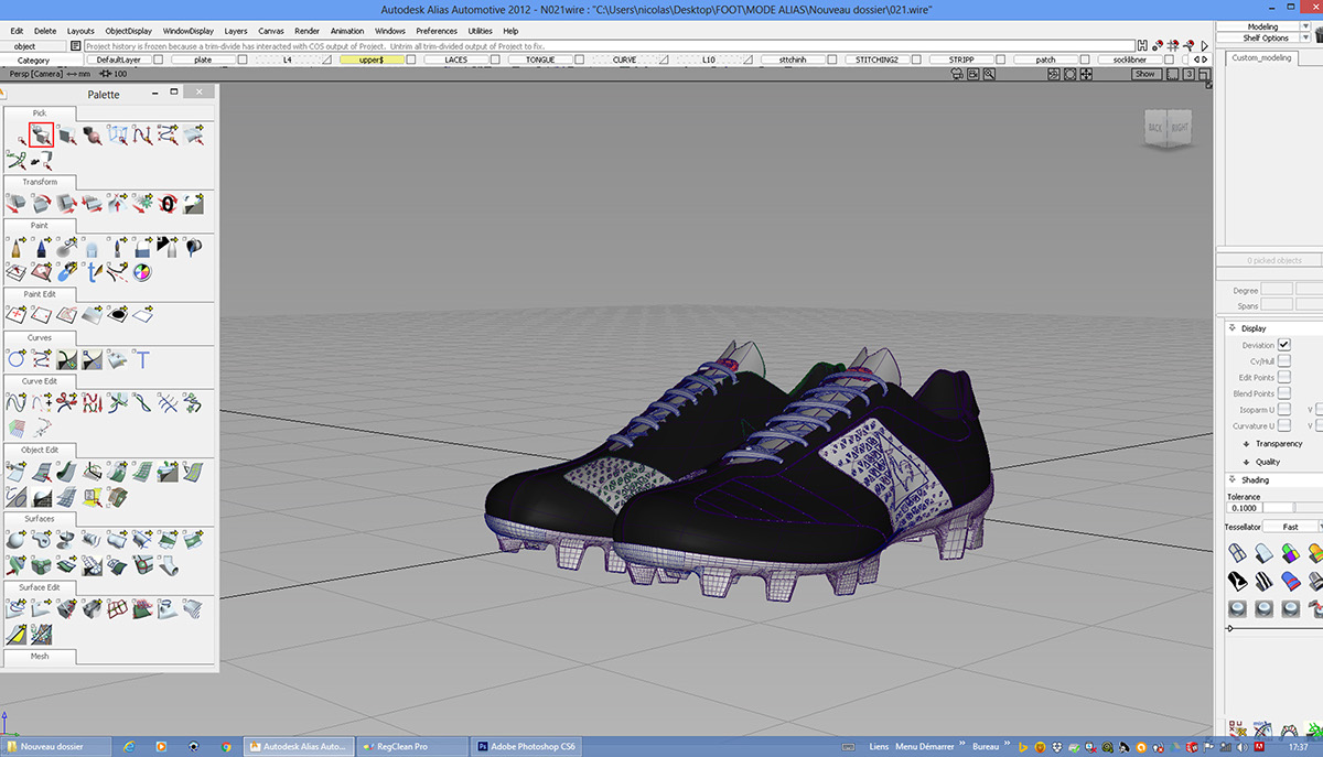 Le Coq Sportif football sketch rendering Alias photoshop Illustrator design shoes footwear car Nike adidas puma