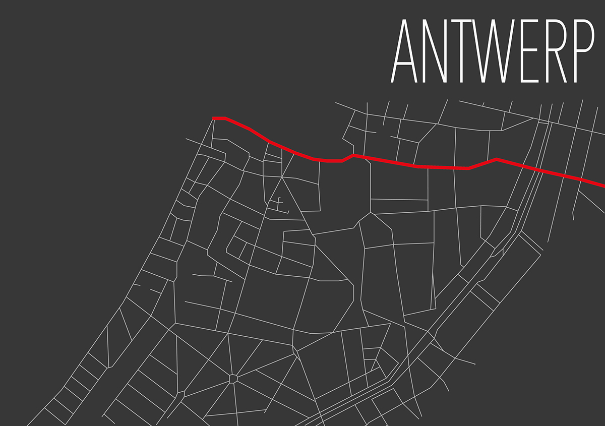 citymap map antwerp Plan minimalistic red belgium