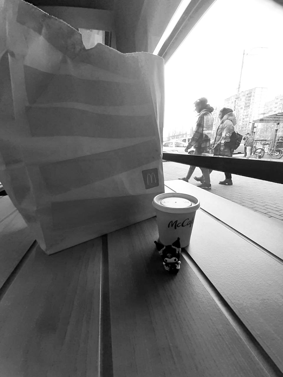 black and white street photography food photography junk food hamburger Coffee