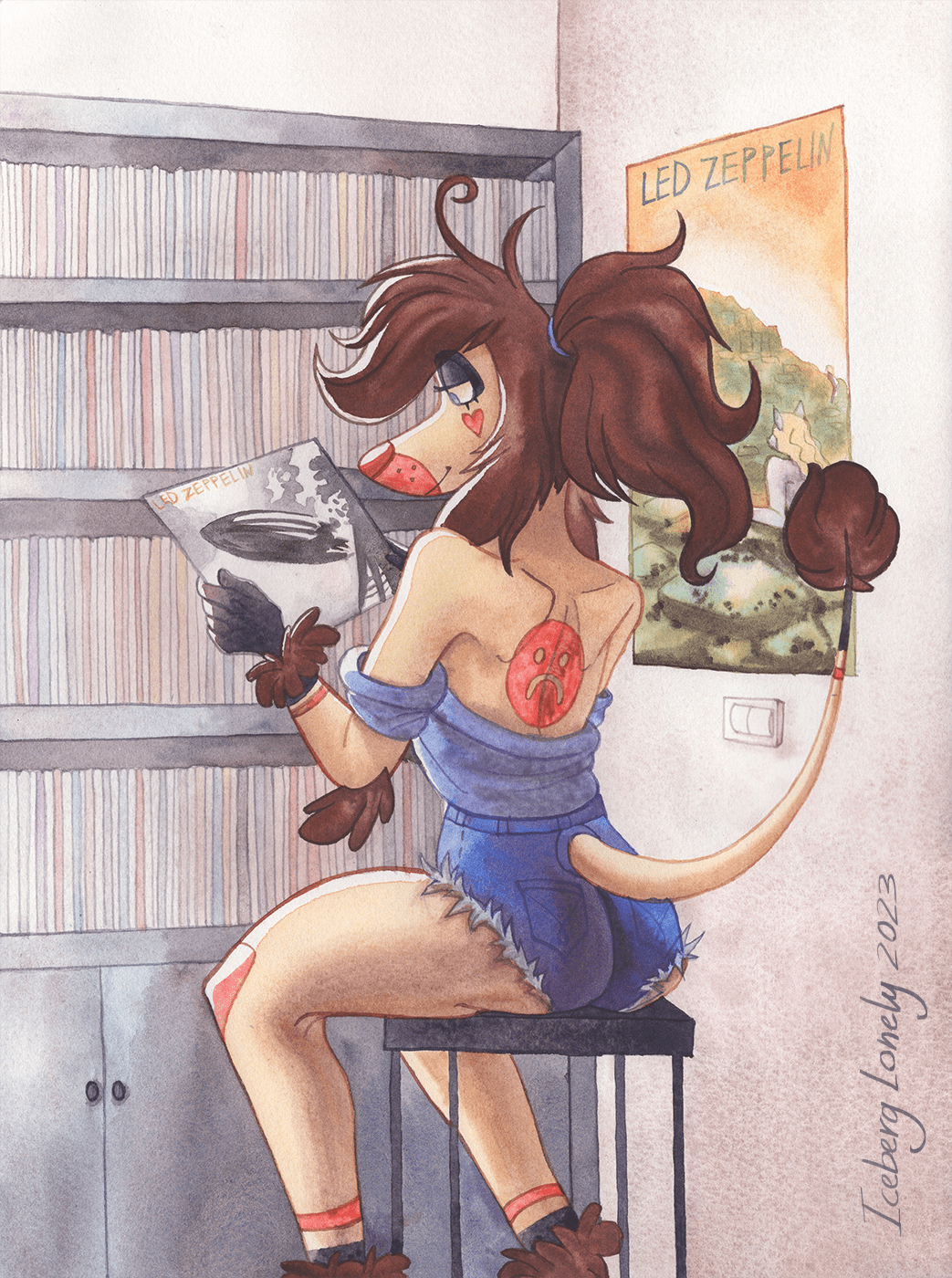anthro book illustration Character design  furry ILLUSTRATION  painting   TRADITIONAL ART Vinyl Cover vinyl record watercolor