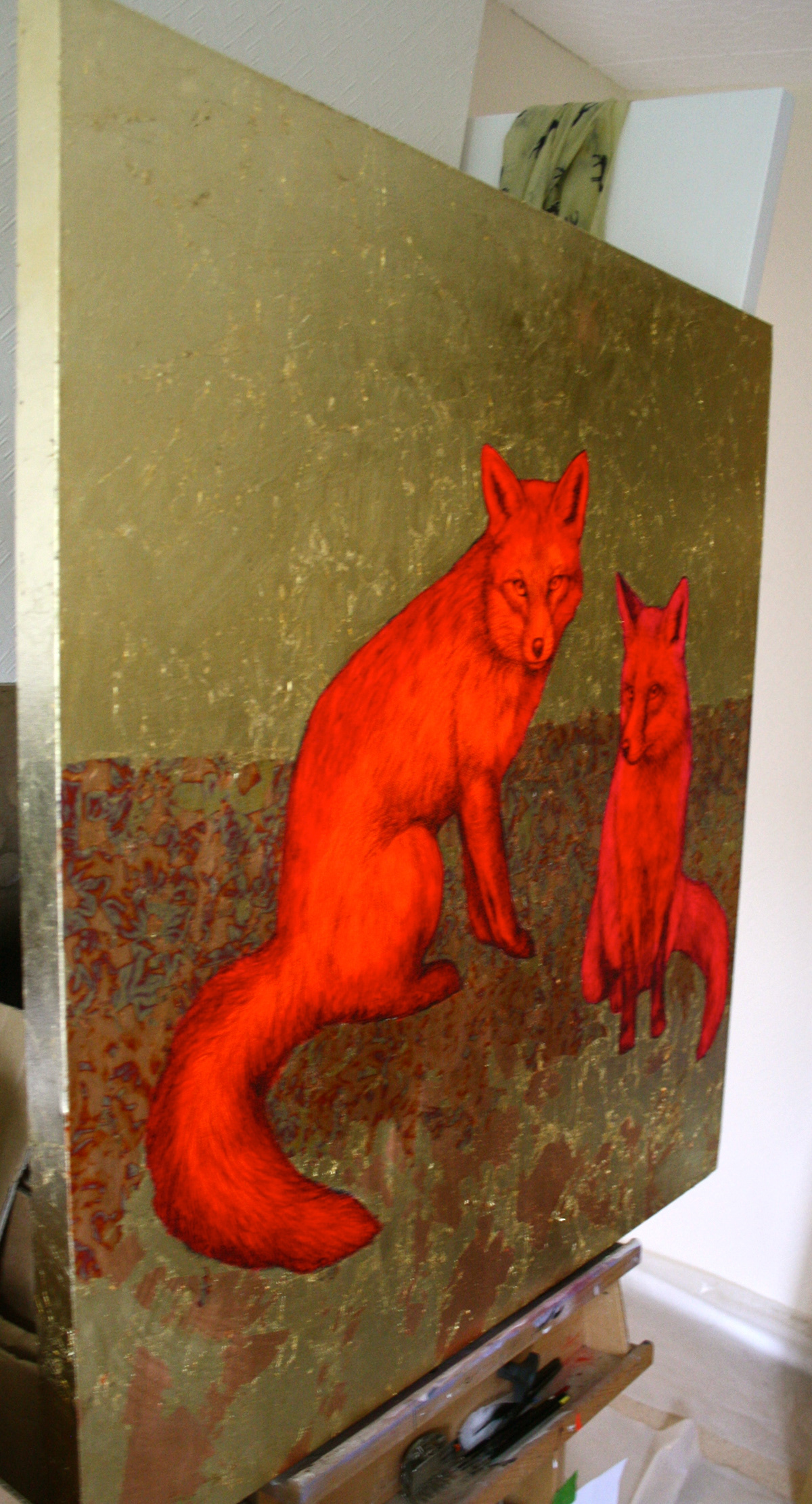 FOX foxes dogs wild neon Nature gold sacred divine