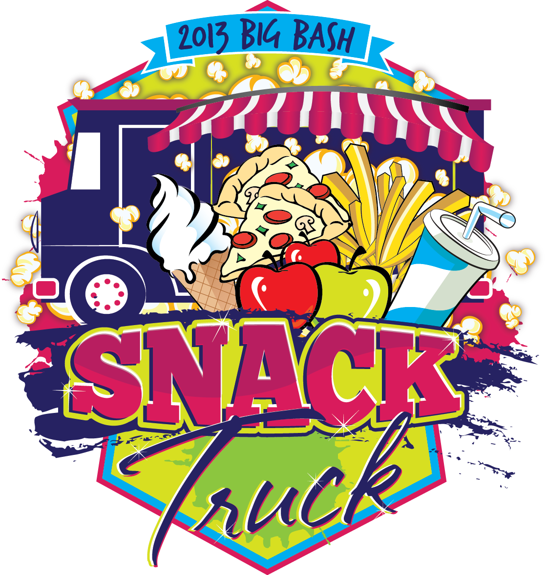Big Bash  kings dominion  amusement park  Junk food  Snacks  Illustration  logo  bright colors  fun  ice cream  KD  sorority  fraternity