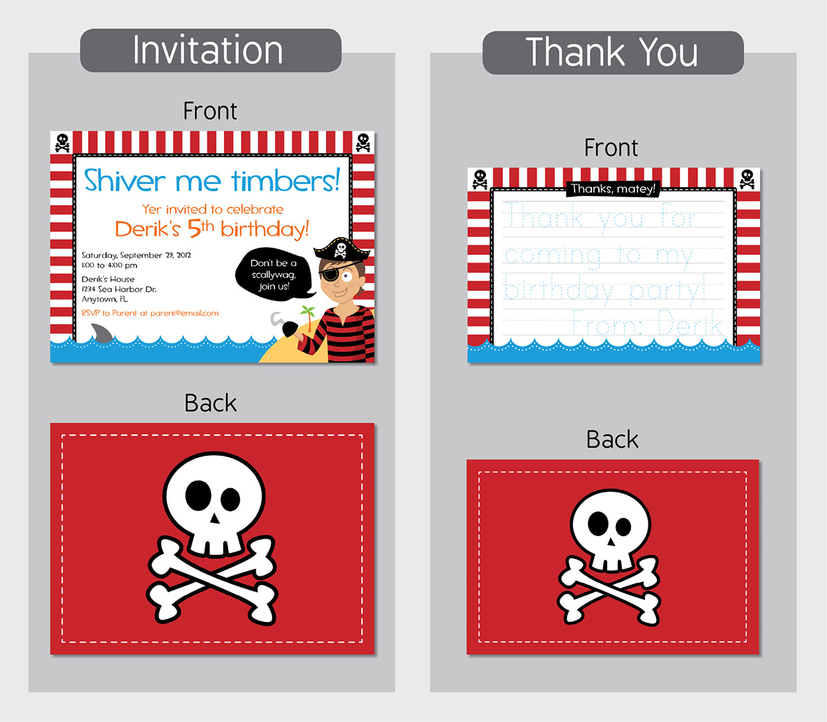invitations kids Thank you note