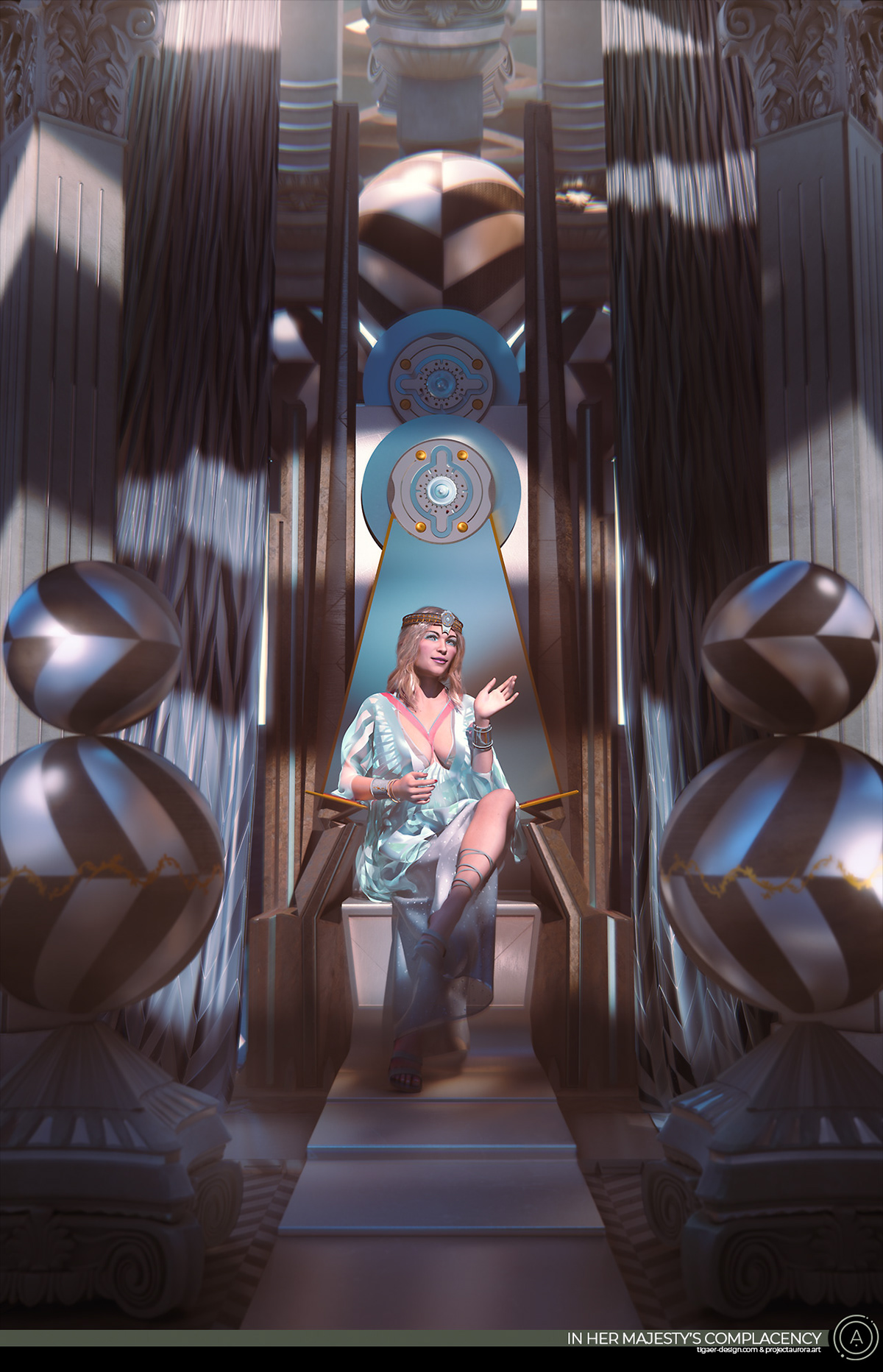 3D blender CGI fantasy interior design  photoshop silver