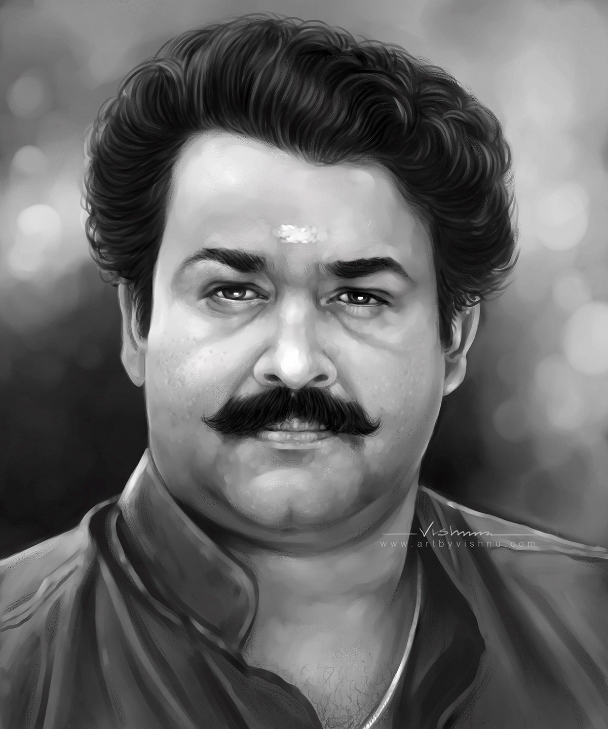 digital painting art Drawing  mohanlal Film   actor photoshop portrait kerala painting  