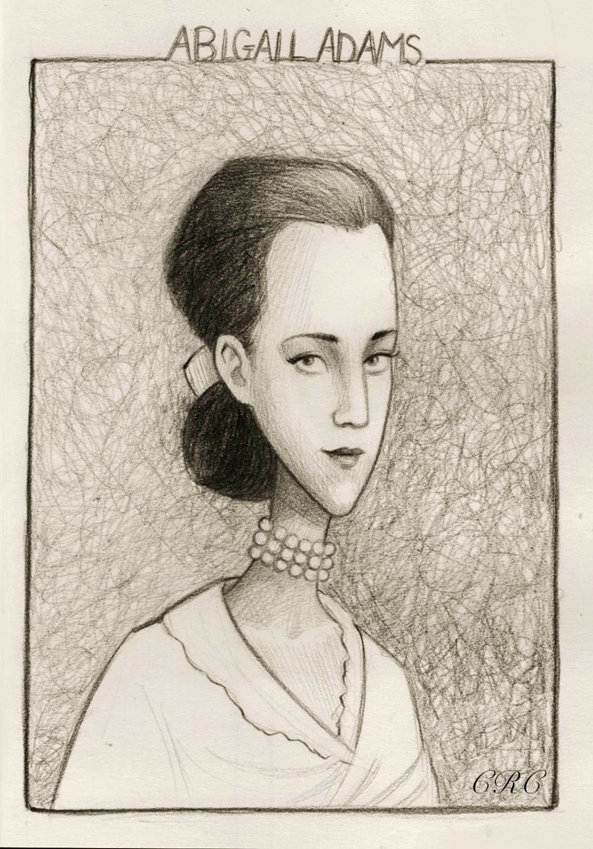 women ladies pencil sketches Characture Design caricatures US History unites states drawings illustrations famous women Louise Brooks Abigail Adams women's history Women's History Month
