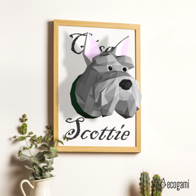 scottie Scotish terrier papercraft dog head trophy DIY paper art Pet schnauzer