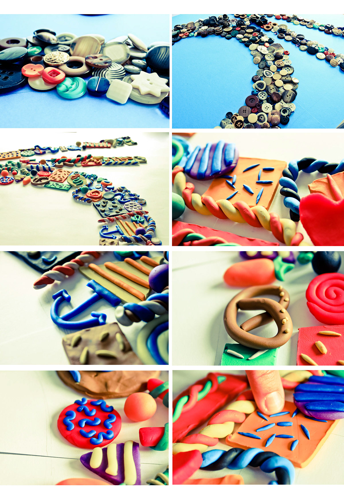 paper handmade sweet papercraft Plasticine Obliviù colors buttons LEGO popcorn pongo flower poster typo