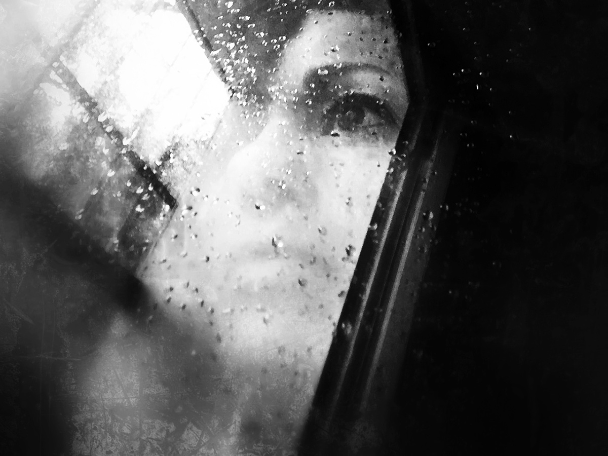 woman self self portrait black and white autumn rain mood iphone iPhoneography