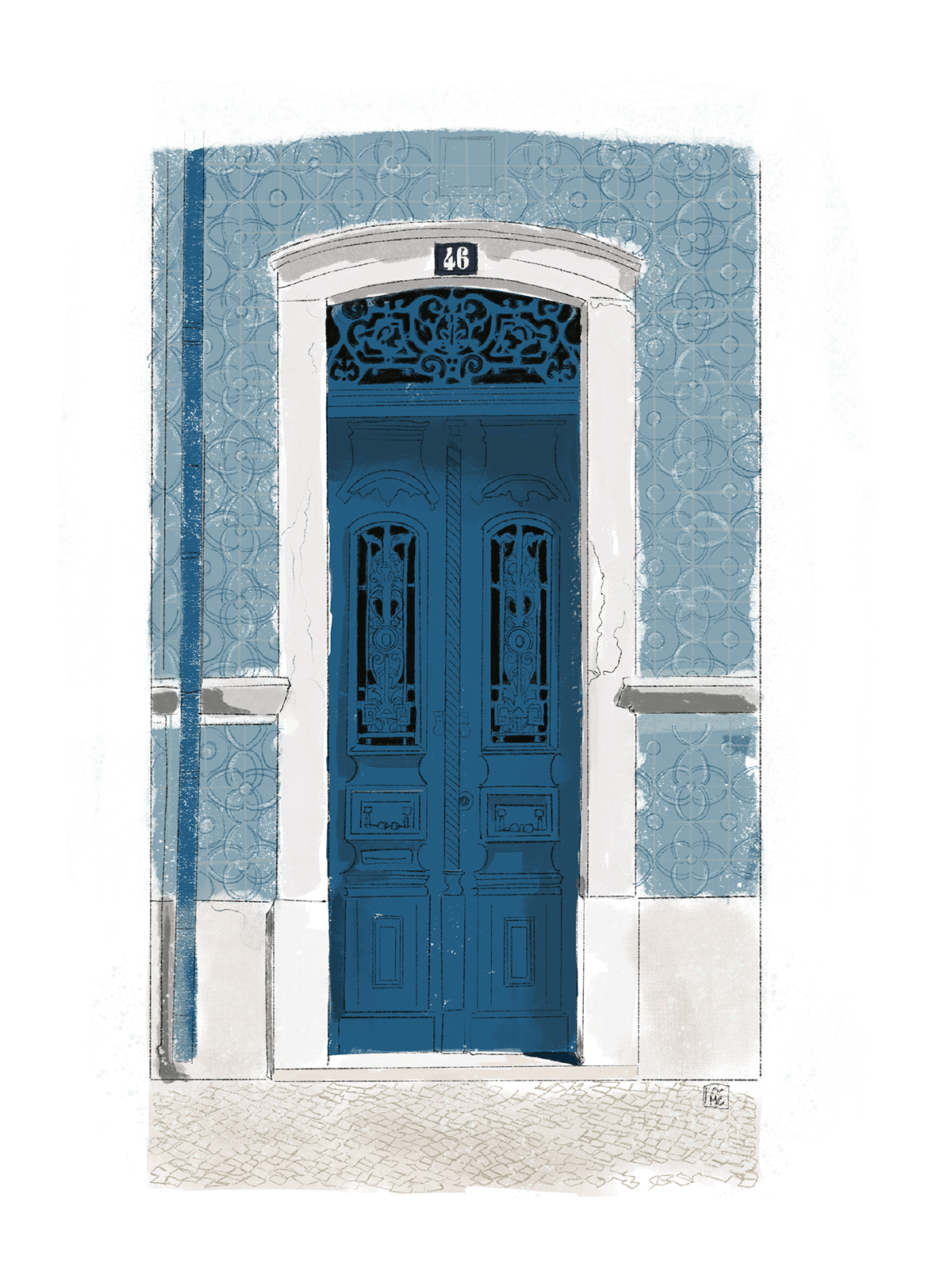 Lisbon Doors portuguese illustratio Cities