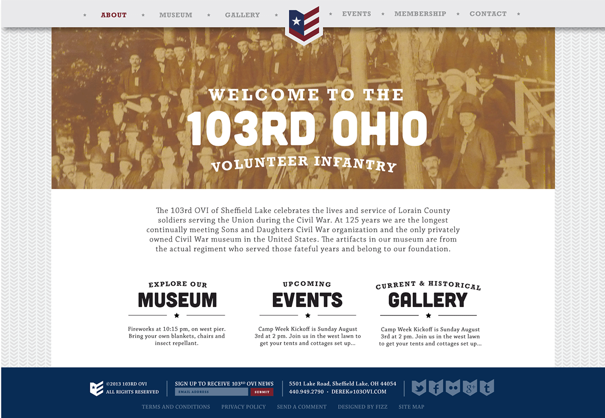Adobe Portfolio logo identity museum ohio Civil War american history historical Military veteran 103rd infantry culture