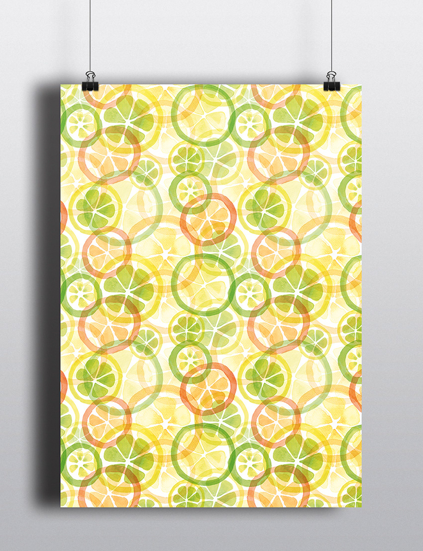 citrus pattern orange lemon Fruit watercolor