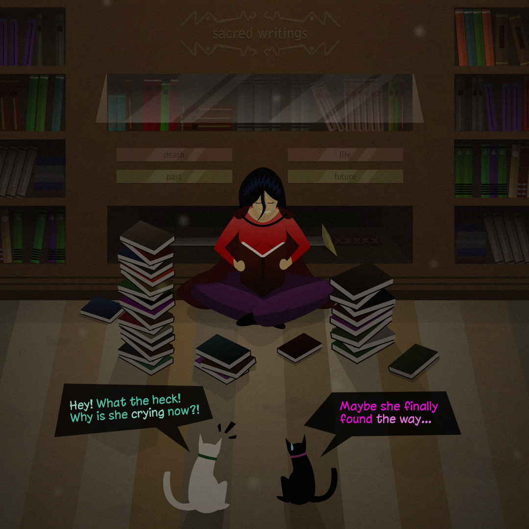 loss ILLUSTRATION  Illustrator books library cats darkness girl storytelling   comic