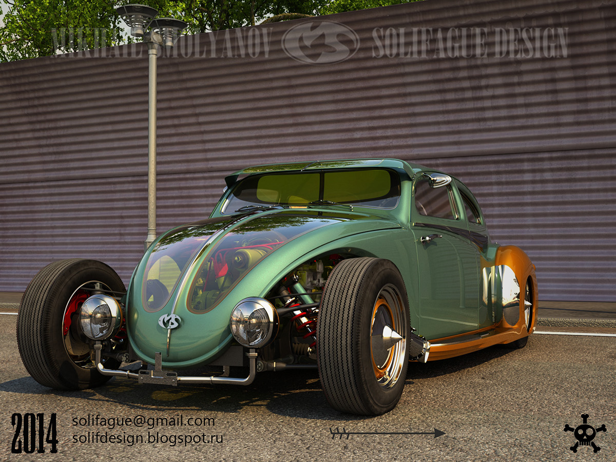 Custom VW beetle 3D concept art deco