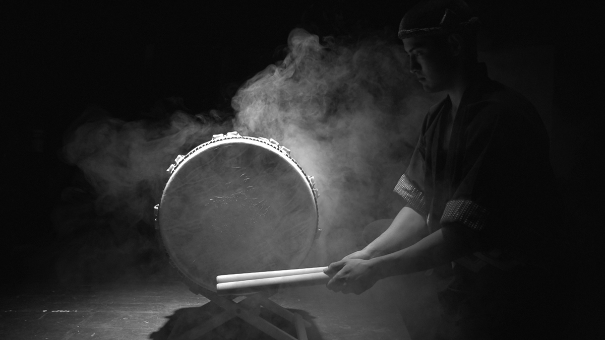 black and white taiko drum gendo taiko cj ormita illusion music video trailer effects