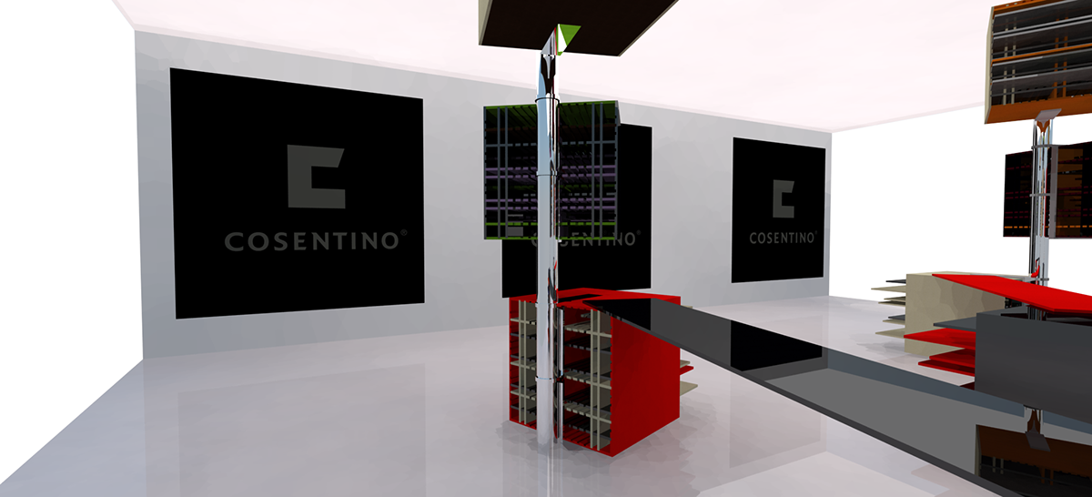 fair stand Cosentino ceramic Exhibition  bar vertical Render 3D Fair Stand