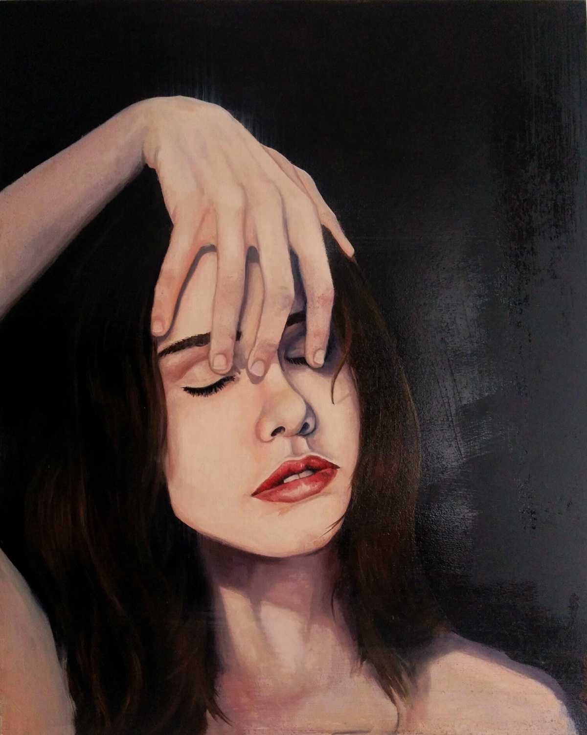 Figurativ oil paint portrait girls black hands
