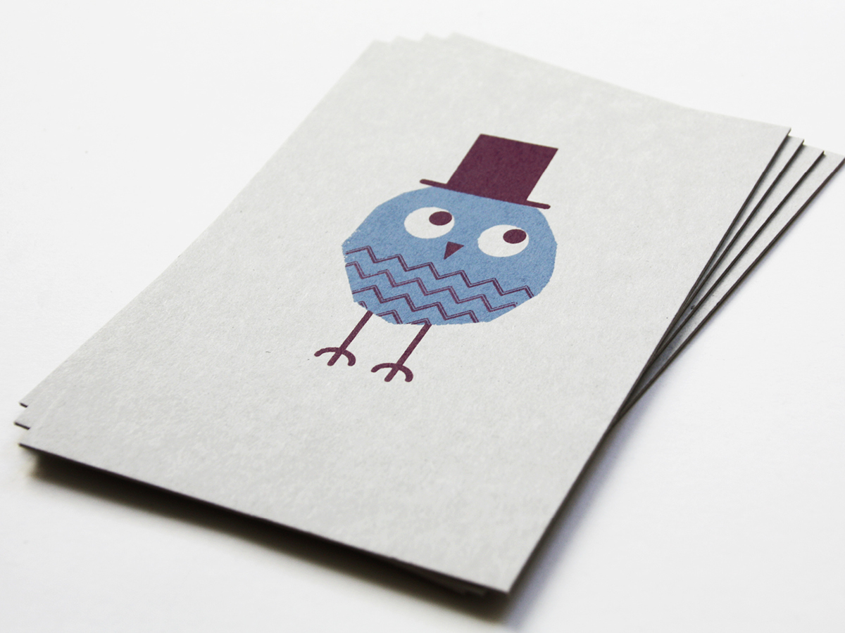 kautzi owls Eulen siebdruck Screenprinting cardboard handmade graupappe vogel Stempel Corporate Design paper goods Papierwaren Karten Grußkarten
