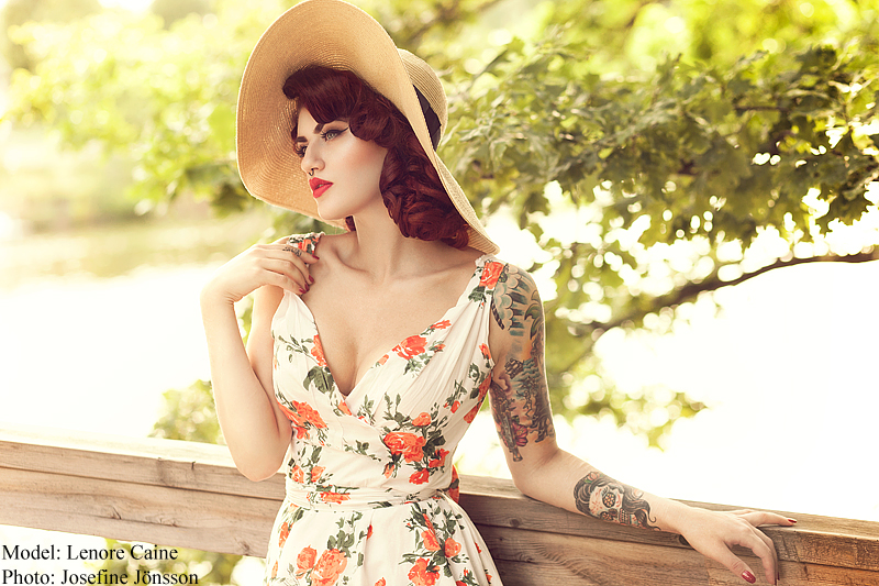 model vintage pinup inked josefine jonsson tattoos Tattooed dress summer lenore caine