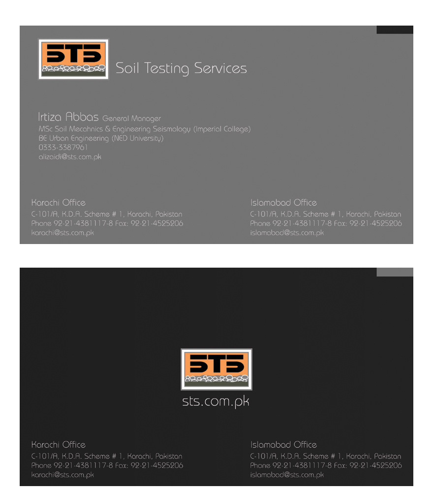 soil testing services  sts  sinnish productions Visiting Cards
