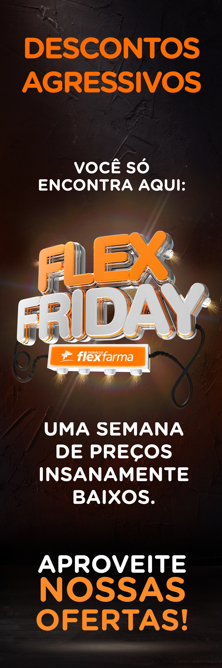 campanha laranja BlackFriday 3D Direção de arte publicidade manaus Flexfarma grupo tapajós criativo