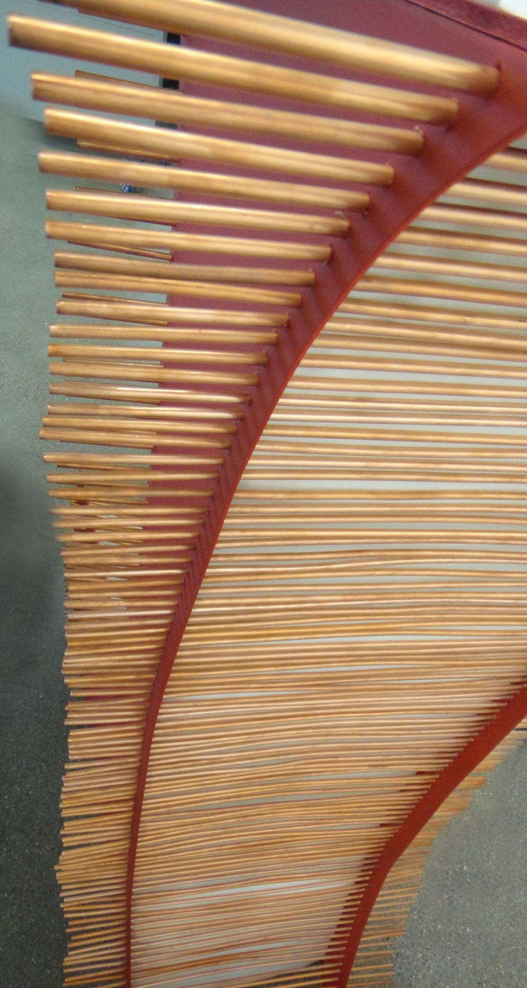 copper chair red design rods panels shape seat fabric