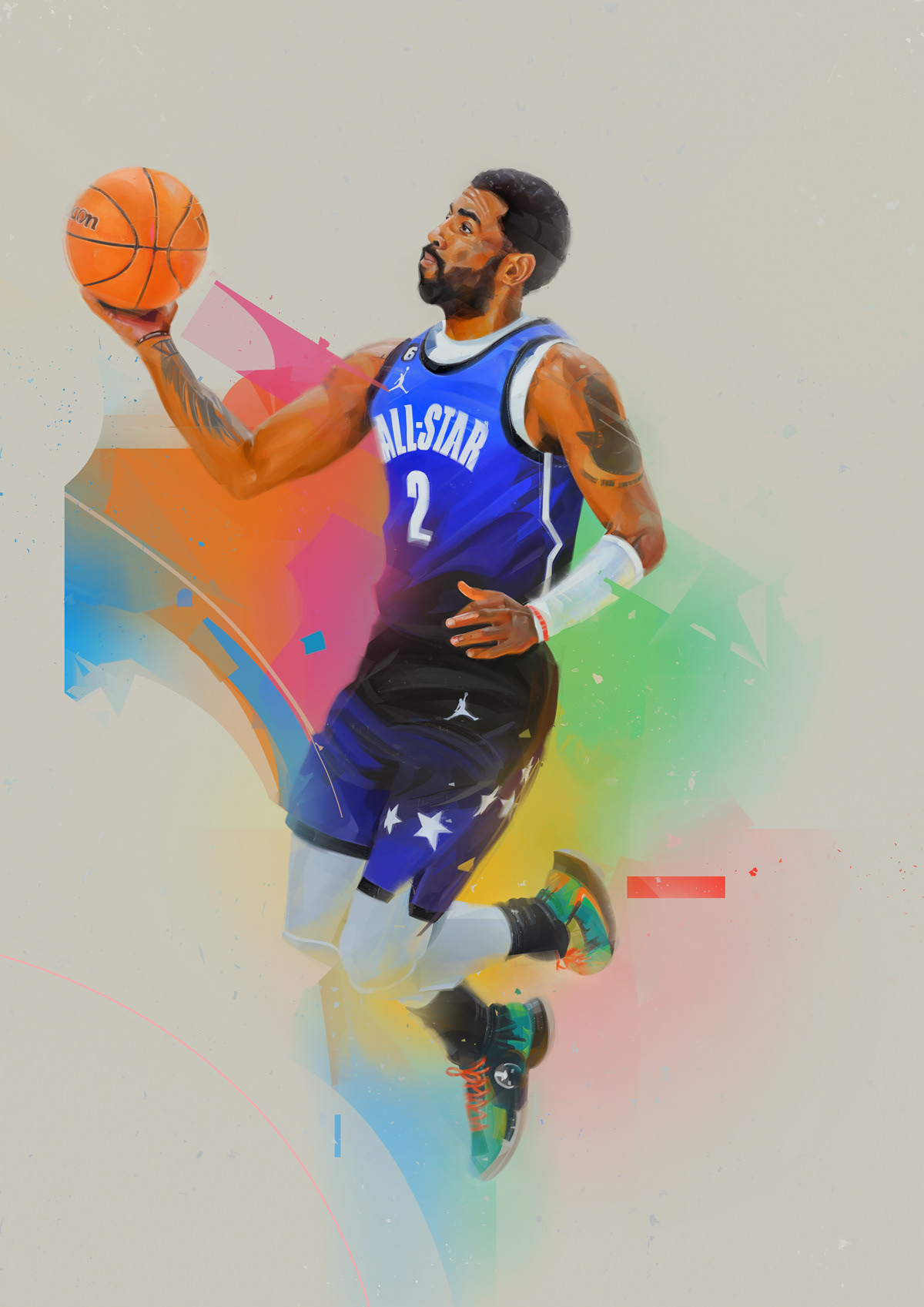 all star game basketball colorful Dynamic NBA Nike portrait sports game poster