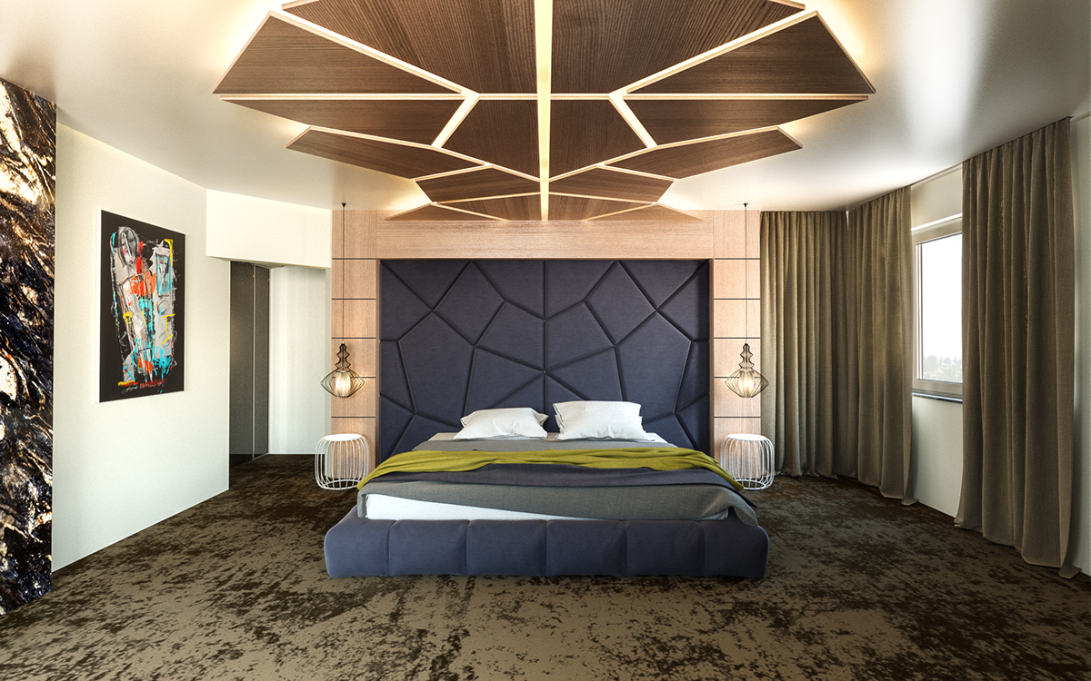 Interior decoration LOFT apartment luxury natural wood visualizations 3D 3d max design Granite ceiling panels