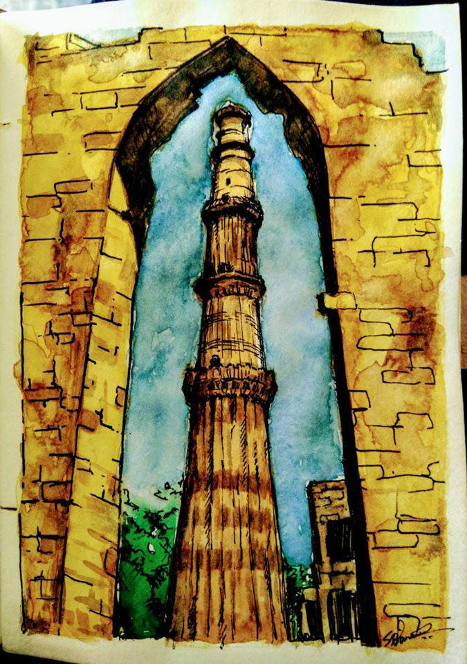art colour Drawing  ink on paper painting   sketch study