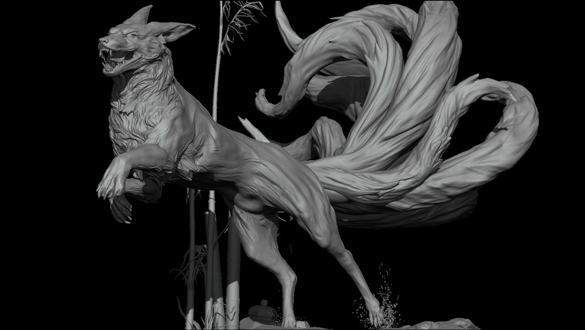 ninetails ninetailed fox Kurama naruto Okami Japanese Mythology fox demon kitsune