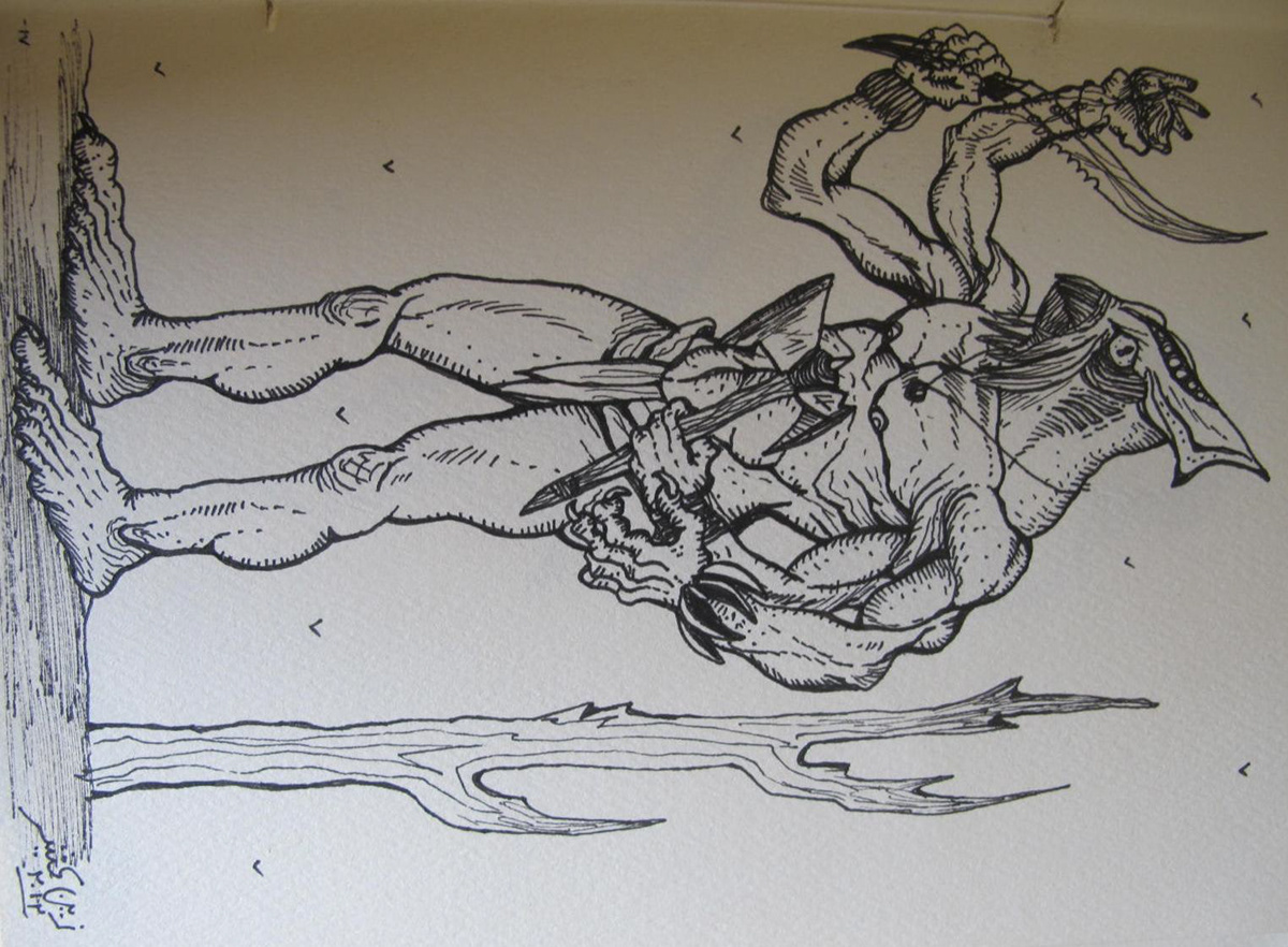 mythology  graphite Drawing   fantasy  creatures figurative  painting dark