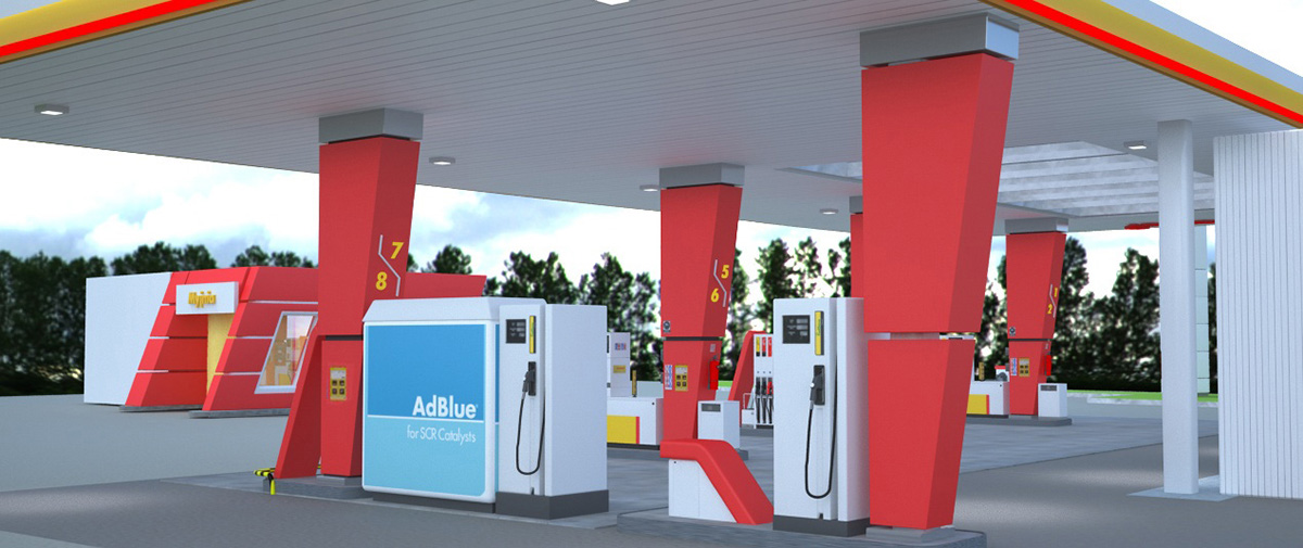 shell v-power gas station 3D visualization