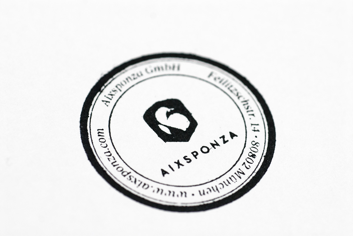 aixsponza Corporate Identety Corporate Design letterhead envelope business card seal duck letterpress munich