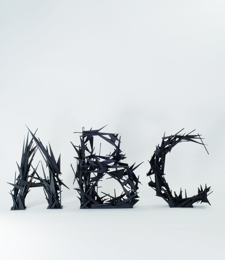 type font 3D cut out cardboard arslan photograph studio alphabet experimental protest expressive distruction War chaos